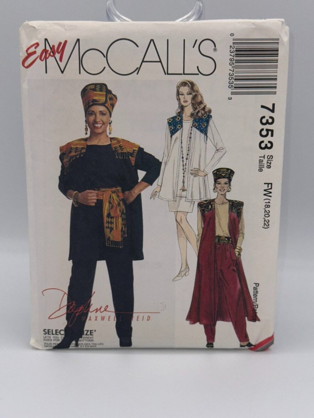McCall’s 7353 Vintage Designer Sewing Pattern Plus Size Dress Vest Pants Sz 18‑2